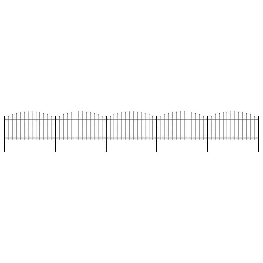 Garden Fence with Spear Top Steel 838x150 cm Black