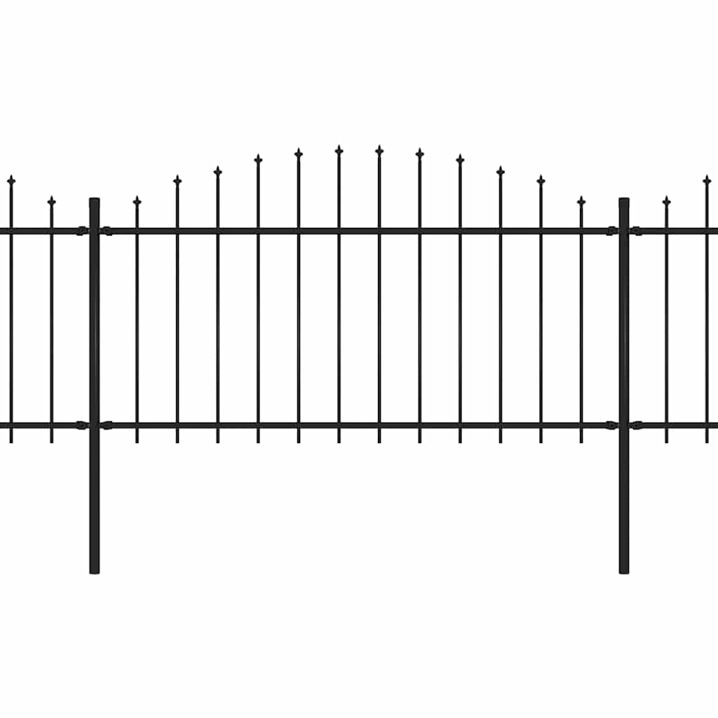 Garden Fence with Spear Top Steel 892.5x150 cm Black