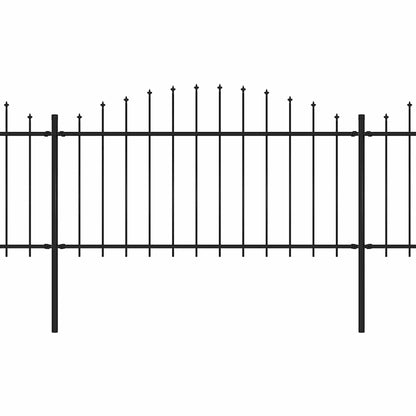 Garden Fence with Spear Top Steel 892.5x150 cm Black