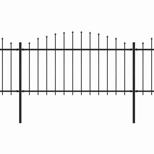 Garden Fence with Spear Top Steel 838x150 cm Black
