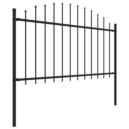 Garden Fence with Spear Top Steel 892.5x150 cm Black