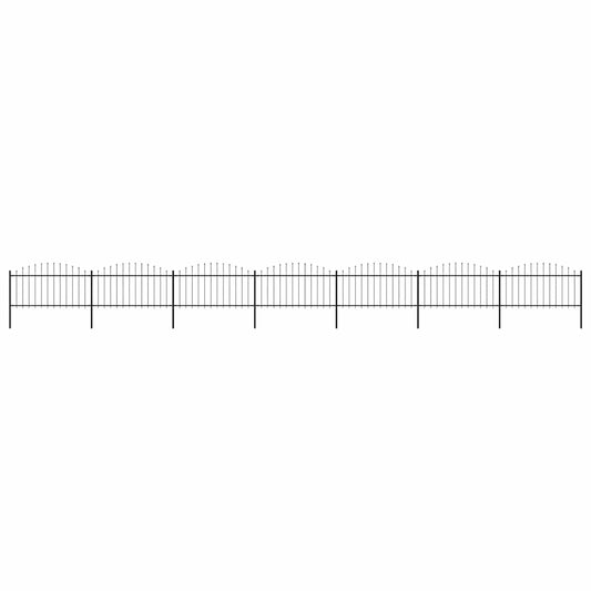 Garden Fence with Spear Top Steel 1172x150 cm Black