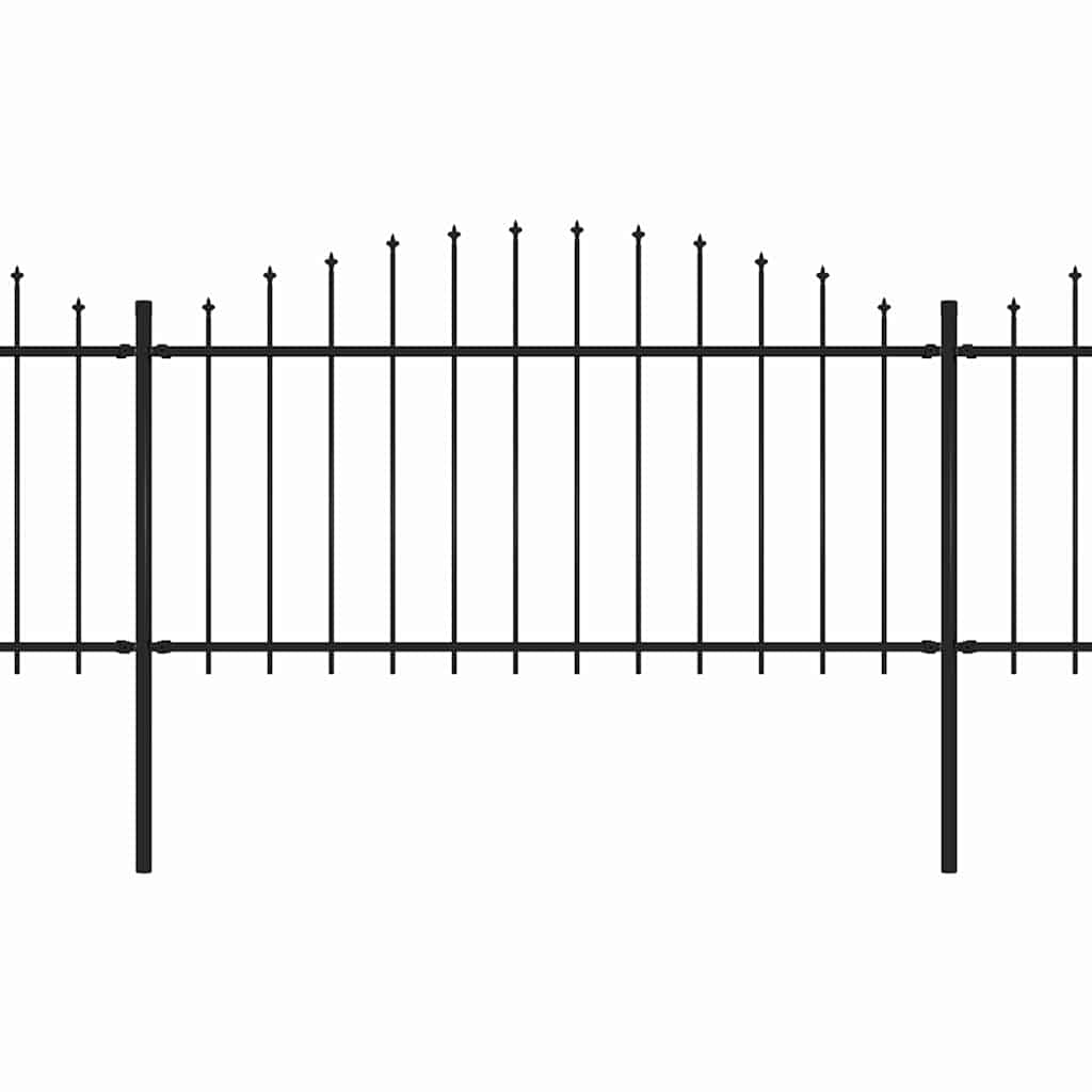 Garden Fence with Spear Top Steel 1248x150 cm Black