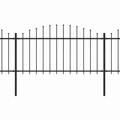 Garden Fence with Spear Top Steel 1248x150 cm Black