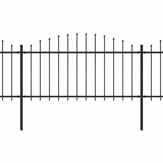 Garden Fence with Spear Top Steel 1172x150 cm Black