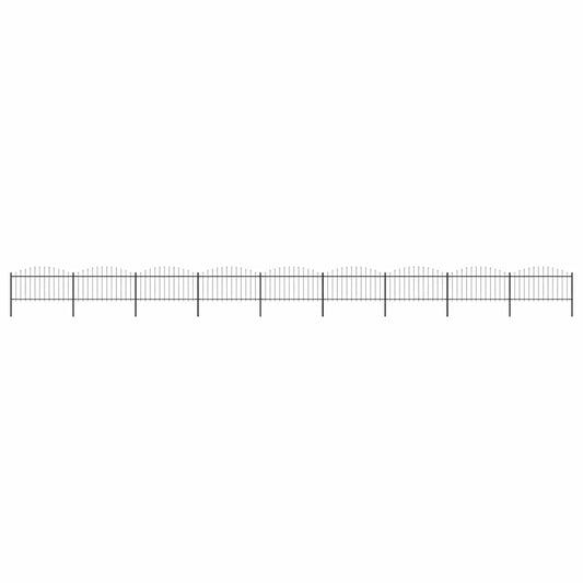 Garden Fence with Spear Top Steel 1506x150 cm Black
