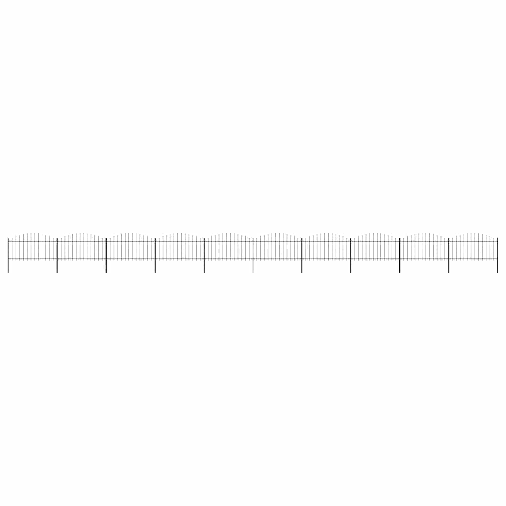 Garden Fence with Spear Top Steel 1781.5x150 cm Black