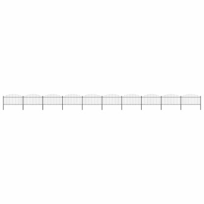 Garden Fence with Spear Top Steel 1781.5x150 cm Black