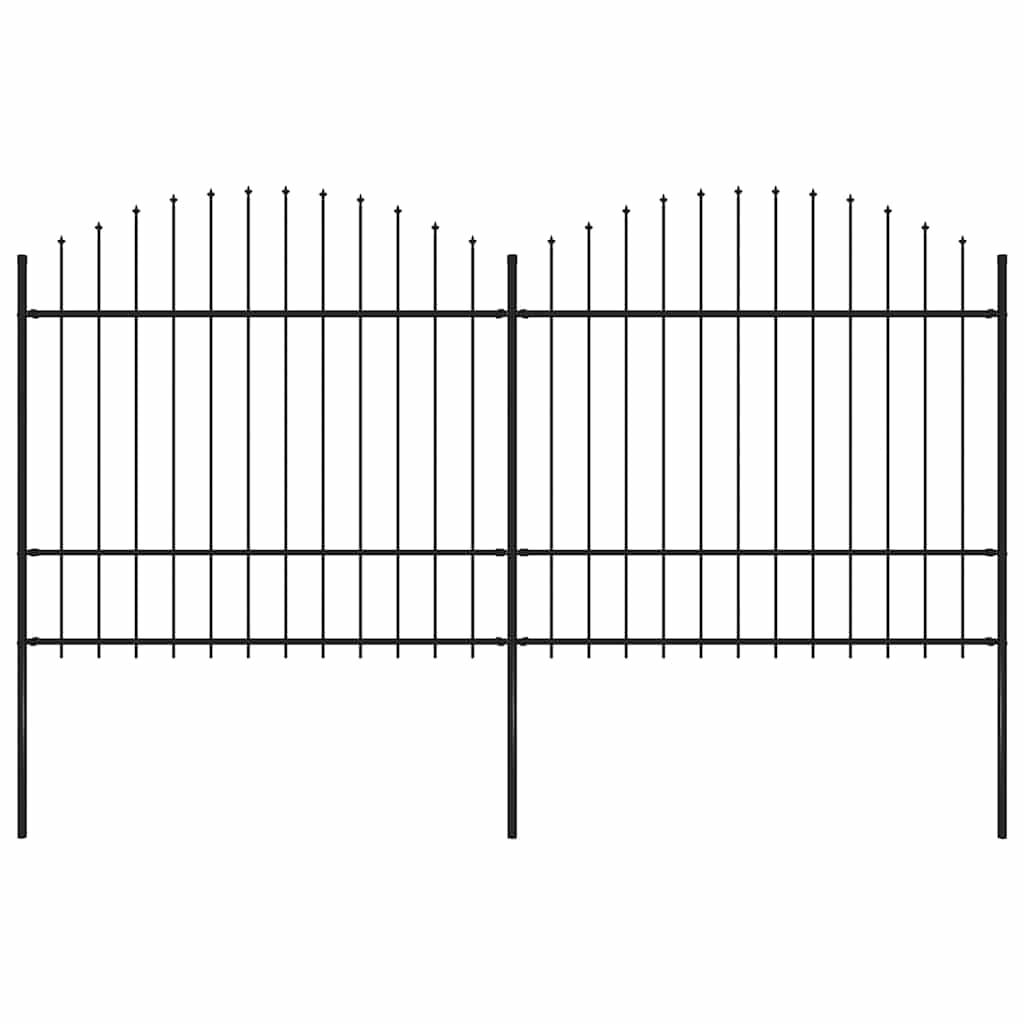 Garden Fence with Spear Top Steel 359x175 cm Black