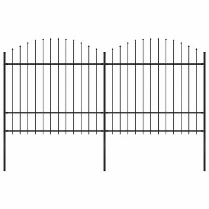 Garden Fence with Spear Top Steel 359x175 cm Black
