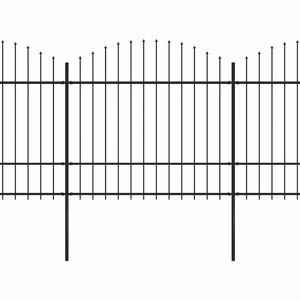 Garden Fence with Spear Top Steel 359x175 cm Black