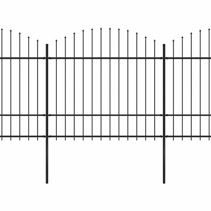 Garden Fence with Spear Top Steel 359x175 cm Black