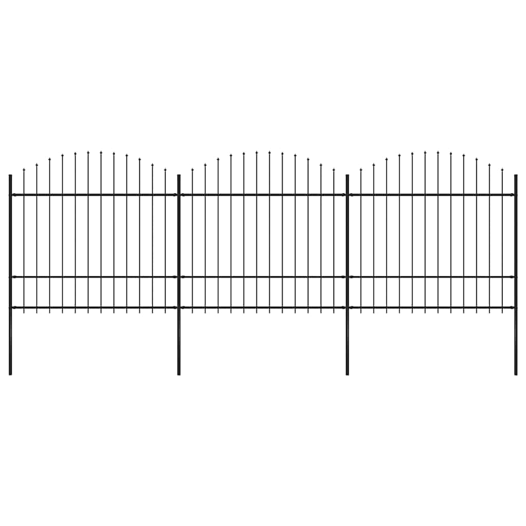 Garden Fence with Spear Top Steel 537x175 cm Black
