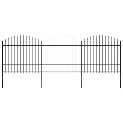 Garden Fence with Spear Top Steel 537x175 cm Black