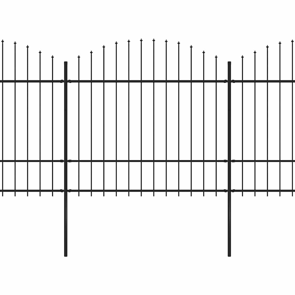 Garden Fence with Spear Top Steel 892.5x175 cm Black