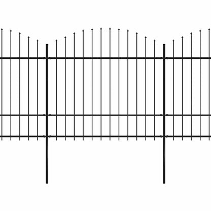 Garden Fence with Spear Top Steel 892.5x175 cm Black