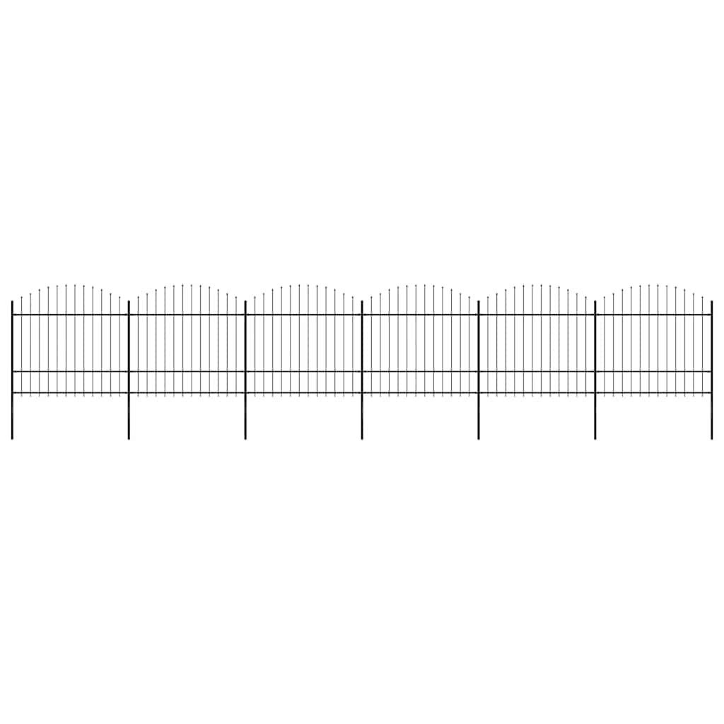 Garden Fence with Spear Top Steel 1070x175 cm Black