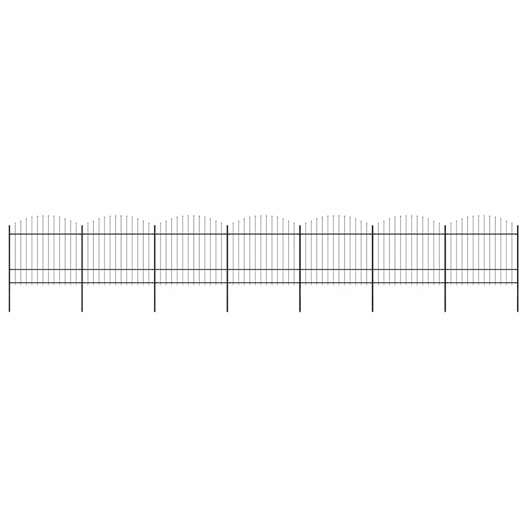 Garden Fence with Spear Top Steel 1248x175 cm Black