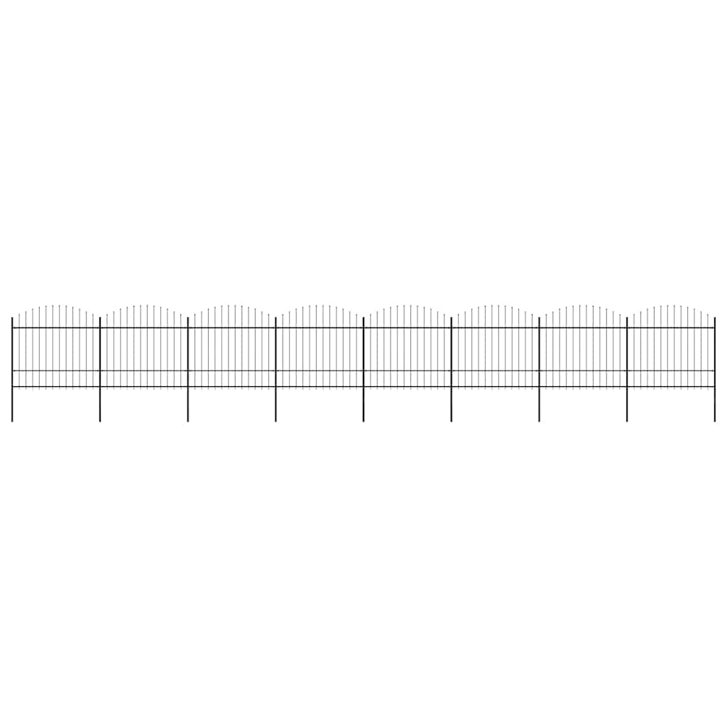 Garden Fence with Spear Top Steel 1426x175 cm Black