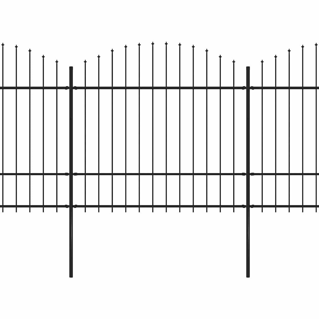 Garden Fence with Spear Top Steel 1426x175 cm Black