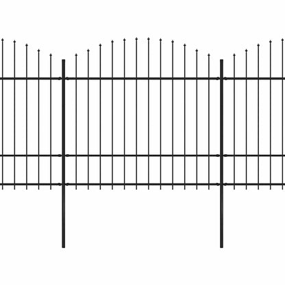Garden Fence with Spear Top Steel 1426x175 cm Black