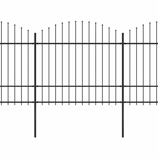 Garden Fence with Spear Top Steel 1339x175 cm Black