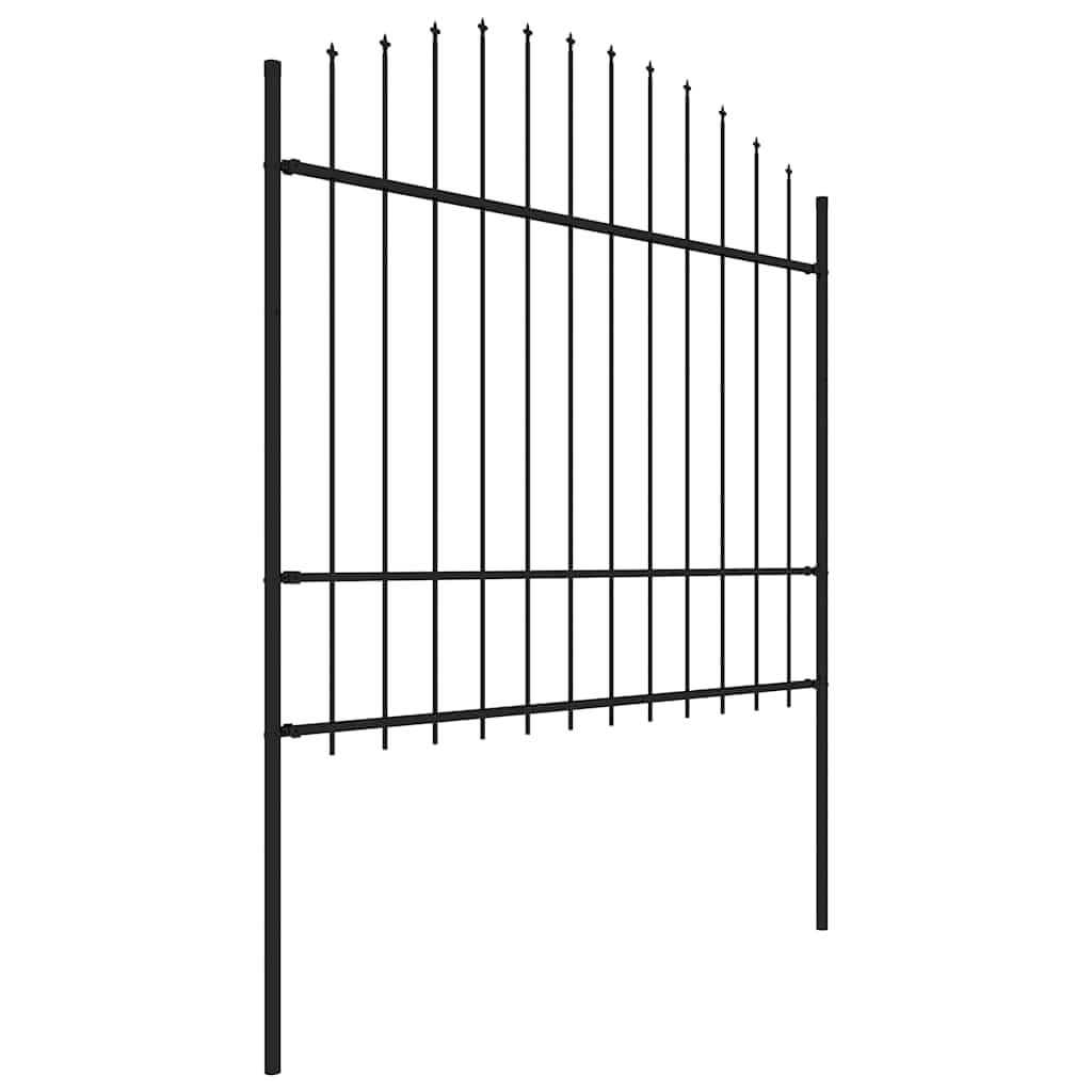 Garden Fence with Spear Top Steel 1426x175 cm Black