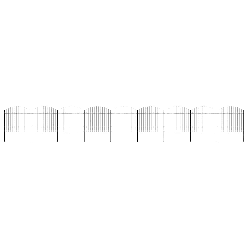 Garden Fence with Spear Top Steel 1603.5x175 cm Black