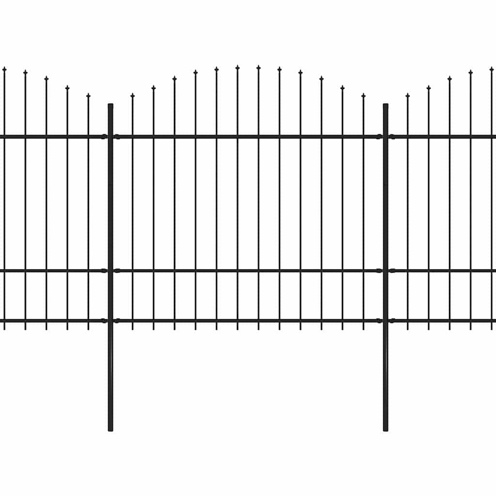 Garden Fence with Spear Top Steel 1781.5x175 cm Black