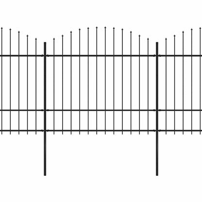 Garden Fence with Spear Top Steel 1781.5x175 cm Black