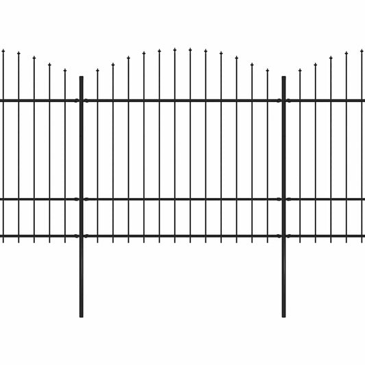 Garden Fence with Spear Top Steel 1673x175 cm Black