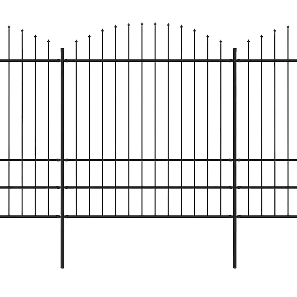 Garden Fence with Spear Top Steel 359x200 cm Black