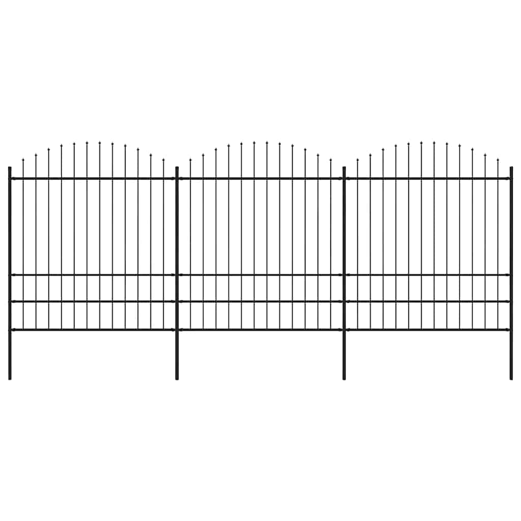 Garden Fence with Spear Top Steel 537x200 cm Black