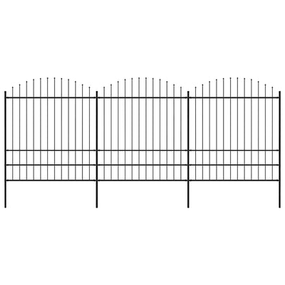 Garden Fence with Spear Top Steel 537x200 cm Black