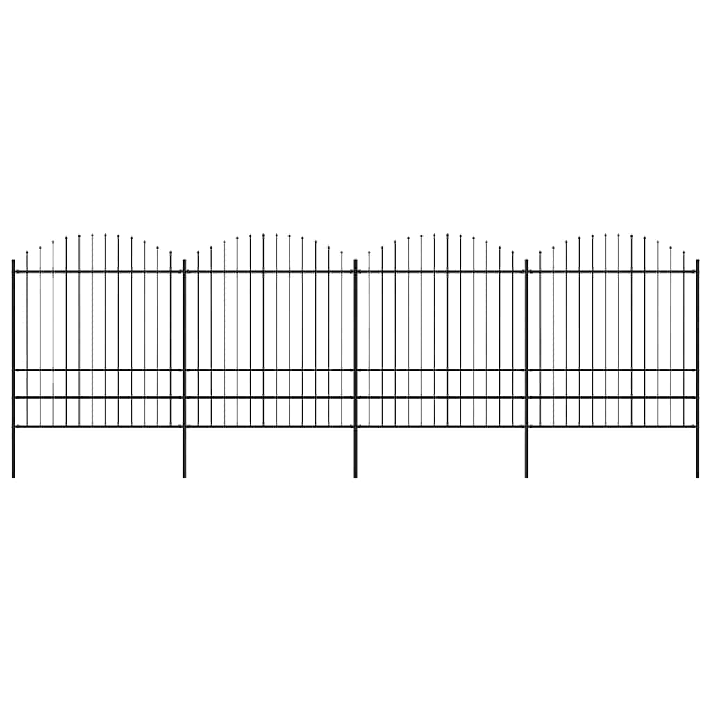 Garden Fence with Spear Top Steel 714.5x200 cm Black