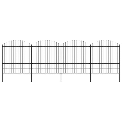 Garden Fence with Spear Top Steel 714.5x200 cm Black