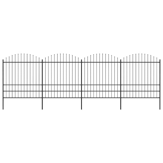 Garden Fence with Spear Top Steel 671x200 cm Black