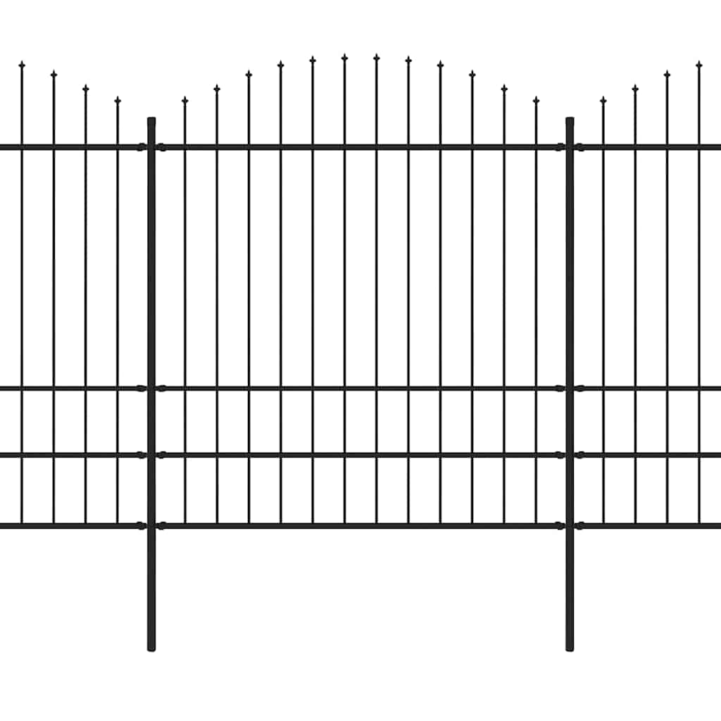 Garden Fence with Spear Top Steel 714.5x200 cm Black