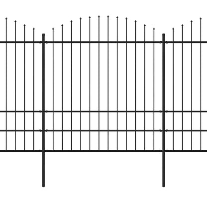 Garden Fence with Spear Top Steel 714.5x200 cm Black