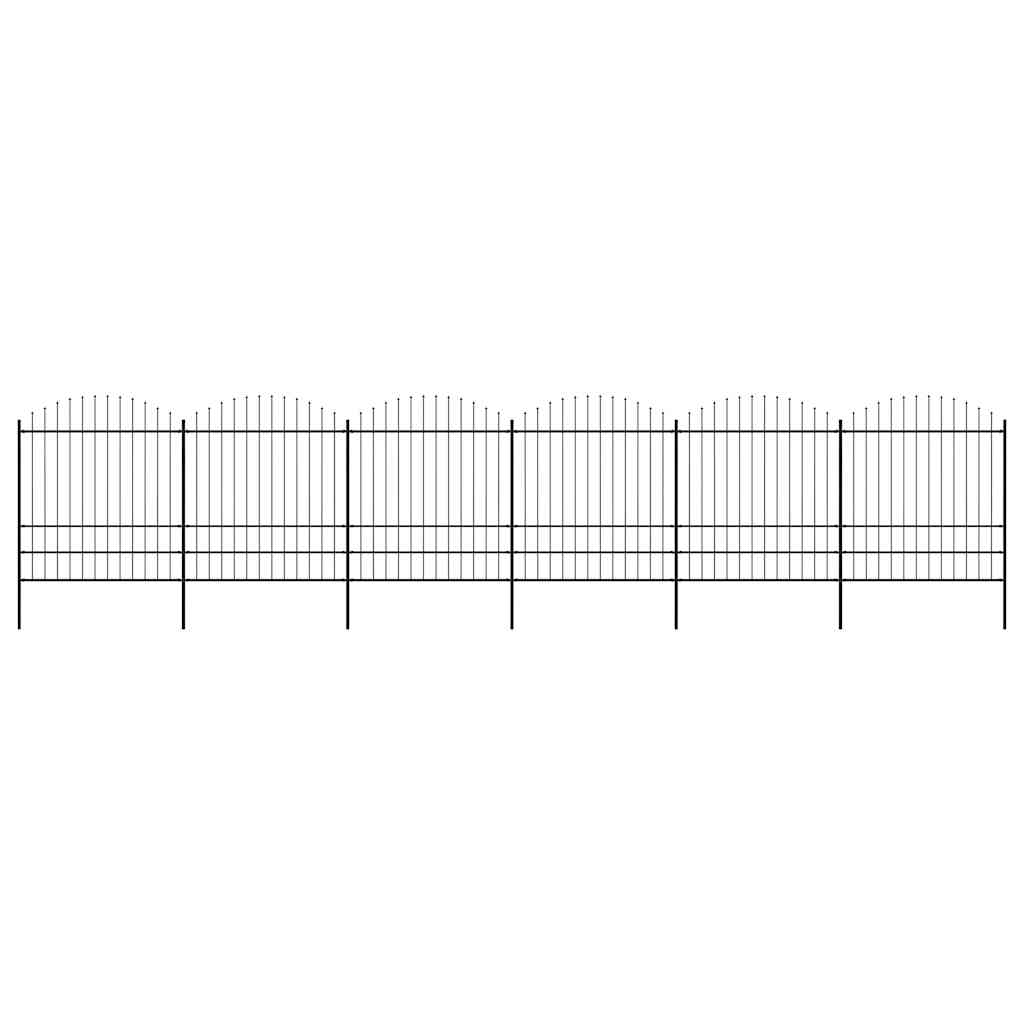 Garden Fence with Spear Top Steel 1070x200 cm Black