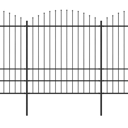 Garden Fence with Spear Top Steel 1070x200 cm Black