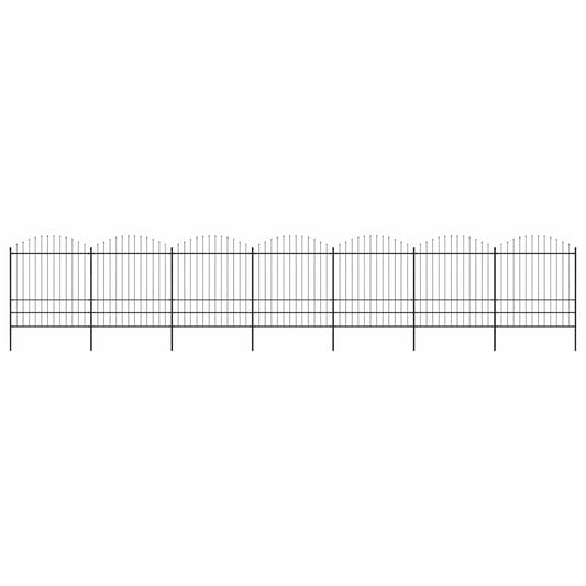 Garden Fence with Spear Top Steel 1172x200 cm Black