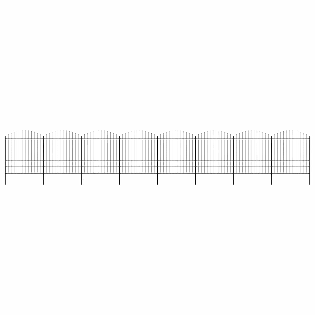 Garden Fence with Spear Top Steel 1426x200 cm Black