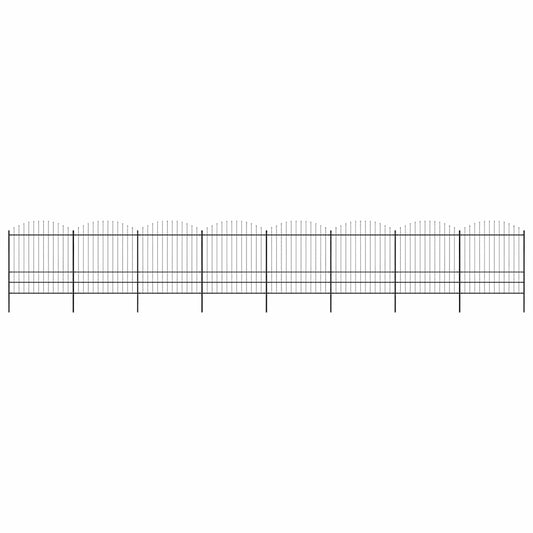 Garden Fence with Spear Top Steel 1339x200 cm Black