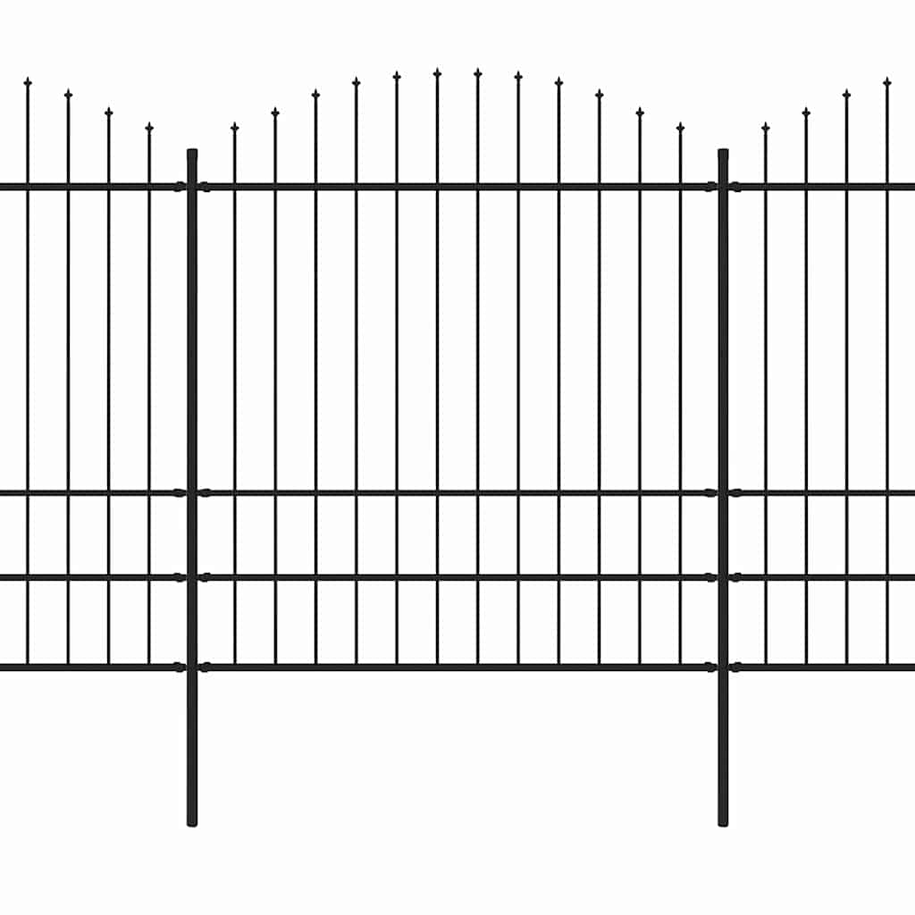Garden Fence with Spear Top Steel 1426x200 cm Black