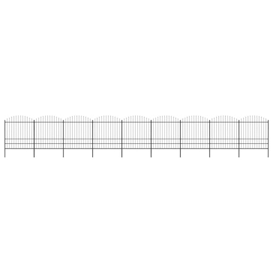 Garden Fence with Spear Top Steel 1506x200 cm Black