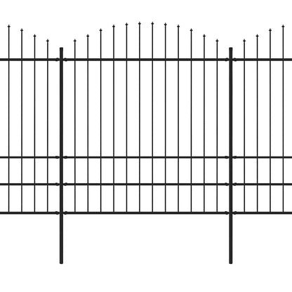 Garden Fence with Spear Top Steel 1781.5x200 cm Black
