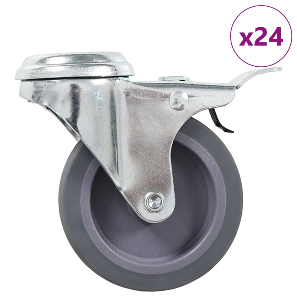 277859 vidaXL 24 pcs Bolt Hole Swivel Casters 75 mm (6x143425)