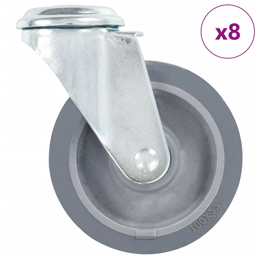 8 pcs Bolt Hole Swivel Casters 100 mm