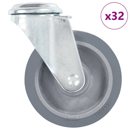 32 pcs Bolt Hole Swivel Casters 100 mm
